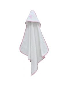Baby towels, 75c75 cm, 100% cotton, white with white hood with pink frame