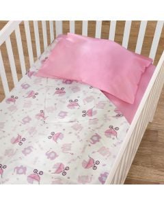Baby bed linen, 100% cotton, I 120m175, pink