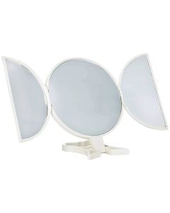 Pasqyre e palosshme, rrethore, plastik, xham, 23.5x14.5x1.5 cm,e bardhe