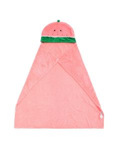 Blanket with hood, and decorative pillows, Minio, watermelon, 90x100 cm, pink, green