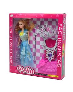 Doll with accessories toy set for kids, Pelin, Fashionistas, KemBay, plastic and synthetic polyester, 6x30x33 cm, miscellaneous, 5 pieces