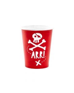 Cups, "Pirates", 220 ml, paper, red, 6 peces