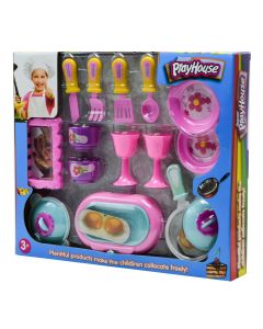 Toy set for kids, with kitchen accessories, PlayHouse, plastic, 5.5x36.5x31 cm, miscellaneous, 15 pieces
