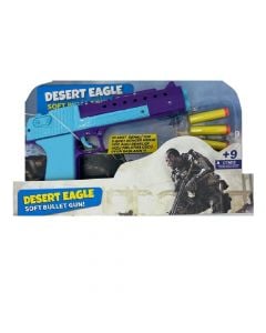 Armë lodër për fëmijë, Desert Eagle, Erdem Toy, plastikë dhe gomë, 6.5x33x30 cm, lejla dhe blu, 1 copë