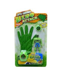 Play set for kids, Hulk, Super Hero Attack, plastic and synthetic polyester, 20x33x2 cm, green, 3 pieces