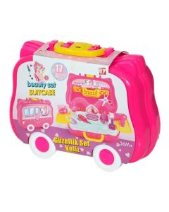 Set with cosmetic accessories for kids, Super Star, plastic, 30.5x23.5x10 cm, pink, 17 pieces