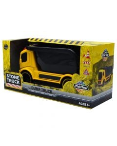 Kamion lodër për fëmijë, plastikë, 15x20x40 cm, e verdhë dhe e zezë, 1 copë