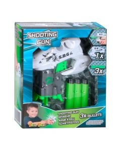 Toy gun for kids, plastic and rubber, 18x16x4 cm, white, black and green, 4 pieces