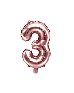 Tollumbaca, "Party" per festa, film alumini, nr 3, 35 cm, rozë, 1 copë