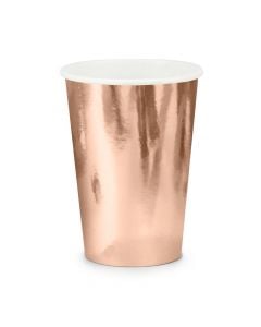Cups, "Party", 220 ml, paper, rose gold, 6 peces