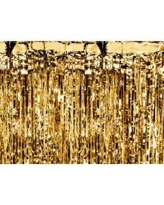 Party curtain, plastic, gold, 0.9x2.5m, 1 piece