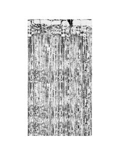 Party curtain, plastic, Silver, 0.9x2.5m, 1 piece