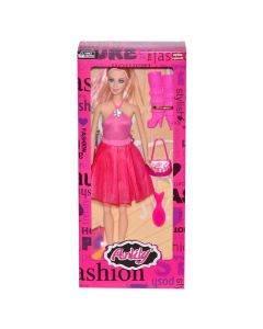Doll set with accessories, Anlily, plastic and synthetic polyester, 29 cm, pink, 1 piece
