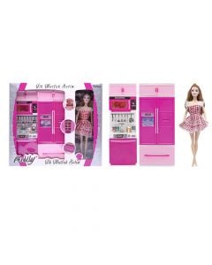Doll set with accessories, Anlily, plastic and synthetic polyester, 34x29x9 cm, assorted, 1 piece