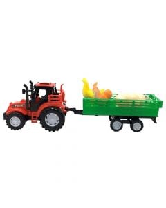 Set traktor lodër me aksesorë, për fëmijë, Farm World, plastikë, 34.7×18×10 cm, mikse, 1 copë
