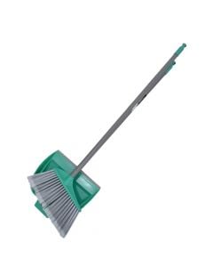 Broom and dustpan set, Perfetto, plastic, 130x35x22 cm, gray and green, 2 pieces