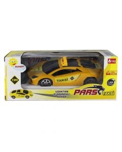 Makinë taksi lodër me telekomandë për fëmijë, Duman, plastikë, 25x10 cm, e verdhë, 1 copë