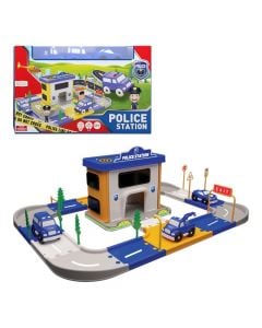 Set stacion policie lodër për fëmijë, Uçar City, plastikë, 41x35x6.5 cm, mikse, 46 pjesë