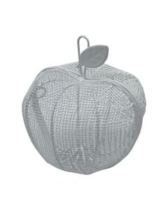 Apple-shaped confetti holder, metal, 9 cm, white, 1 piece