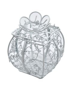 Mbajtëse konfetash në formë karroce, metal, 9 cm, e bardhë, 1 copë