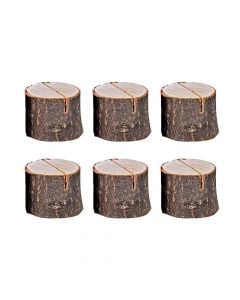 Place card holders, wooden, 6.5 cm, 6 piece