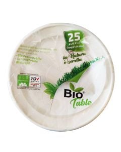 Set of 25 shallow disposable plates, Bio Table, biopolymer, 22 cm, white, 1 piece
