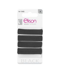 Elastic for hair, Elison, spongy, black, 4 pieces