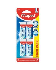 Set of pencil erasers, Ultra Technic, Maped, eraser, 2.15x6.1x1.2 cm, white, 4 pieces