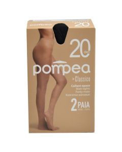 Pantyhose for women, poliamid and elastan, S-M, black, Pompea, 2 pair
