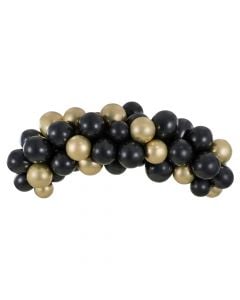 Balloon garland, Amscan, latex, 2 m, black and gold, 60 pieces