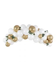 Balloon garland, Amscan, latex, 2 m, white and gold, 60 pieces