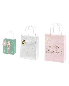 Christmas gift bags, mixed, 14x18x8 cm, 20x27x10 cm, 24x32x10 cm, 3 piece, 1 pack