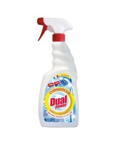 Detergjent pastrimi, Dual Power, spray kundër mbetjeve gëlqerore, plastikë, 500 ml, e bardhë dhe blu, 1 copë