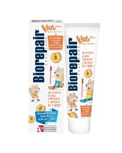 Pastë dhëmbësh mbrojtëse për fëmijë, Peach, Biorepair, plastikë, 50 ml, e bardhë dhe portokalli, 1 copë