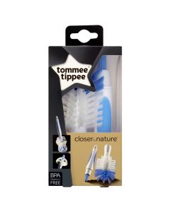 Furçë për pastrimin e shisheve dhe biberonave, Closer to Nature, Tommee Tippee, plastikë, 17x8.8x2.8 cm, blu, 1 copë