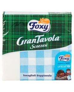 Kitchen paper, white and blue, Foxy, 33x33 cm, 43 napkins, 1 pack