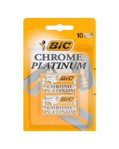 Razor blades for men, Chrome Platinum, Bic, stainless steel, 11x10.5x2 cm, orange, 10 pieces