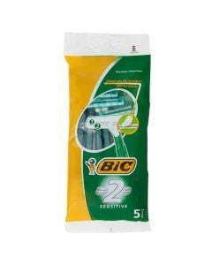 Men's disposable razor blade, Bic, plastic and stainless steel, 19.5x10.5x3.5 cm, green, 5 pieces