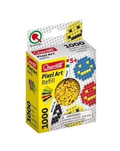 Lojë për fëmijë, me 1000 kunja formuese, Pixel Art, Quercetti, plastikë, 30x20 cm, e verdhë, 1 copë