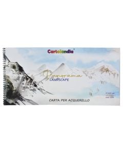 Spiral panorama drawing notebook, for watercolor, Cartolandia, paper, 47x23 cm, white, 10 sheets