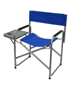 Camping chair with bottle holder, metal, textile, light blue