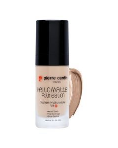 Liquid makeup foundation, 907 Sun Beige, Hello Matte, Pierre Cardin, plastic and glass, 30 ml, beige, 1 piece