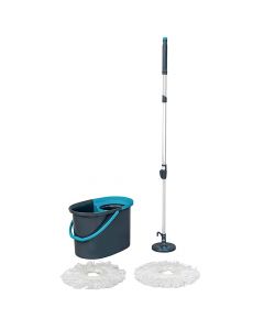 Set Automatic bucket, Alpina Spinning, with Floor Mop, 25.5x44.5x23 cm, 16 l, gray, blue