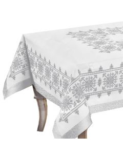 Tablecloth, polyester, 160x220 cm, gray and white, 1 piece
