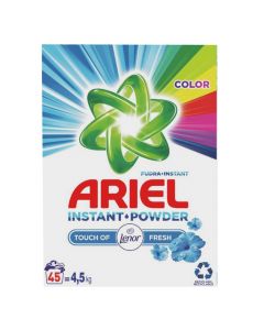 Detergjent pluhur për larjen e rrobave, Color, Touch of Lenor Fresh, Ariel, 45 larje, 4.5 kg
