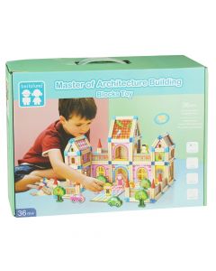 Play set with building blocks, for kids, Beilaluna, wood, 70x37x6 cm, assorted, 268 blocks