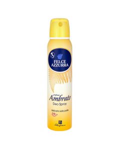 Deodorant spray për trupin, Amber, Felce Azzurra, alumin, 150 ml, e verdhë, 1 copë