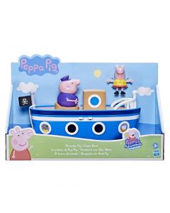 Children's toy, Peppa pig and grandfather in the cabin of the boat, blue, 1 piece
