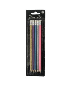 Set of pencils. 5 pieces. different colors with glitter. 1 pack