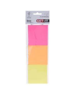 Pad with sticky notes, 3 X 67 sheets, papër, yellow, orange, pink